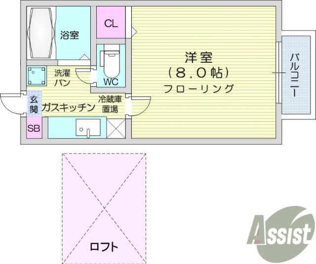 サンハイツⅤ(1K/1階)の間取り写真