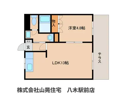 ピアコート木原(1LDK/1階)の間取り写真