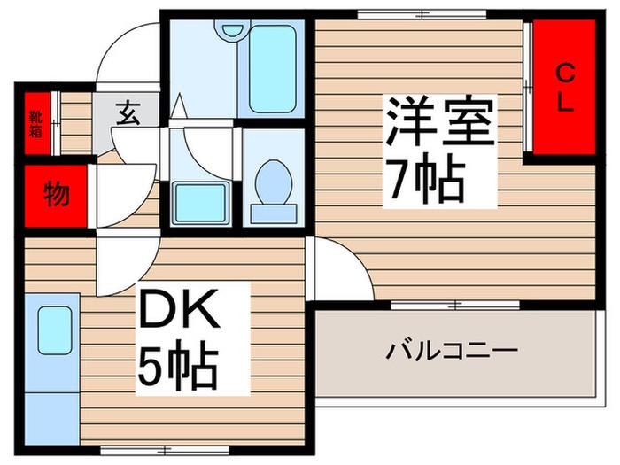 ベイエックス(1DK/2階)の間取り写真
