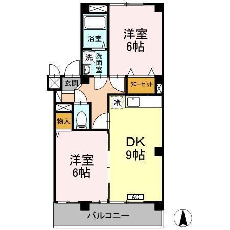 プランドール南(2LDK/2階)の間取り写真