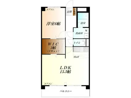 サンライズトップ WIFI対応(1LDK/4階)の間取り写真