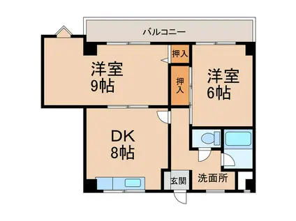 リベラルパレス新留(2DK/2階)の間取り写真