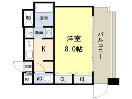 ドゥーエ谷町(1K/12階)の間取り写真