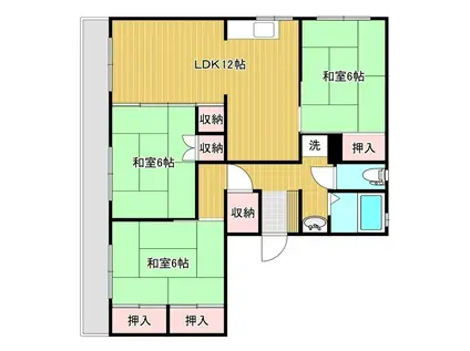 SUNHILLS大学町(3LDK/2階)の間取り写真