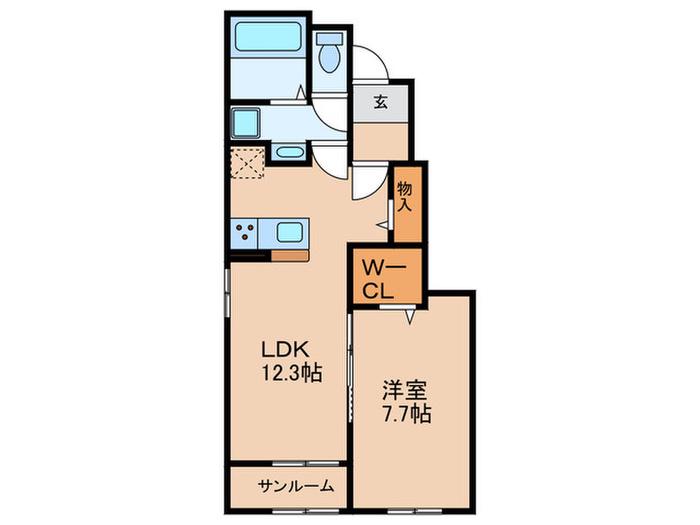 ネオトラストI(1LDK/1階)の間取り写真