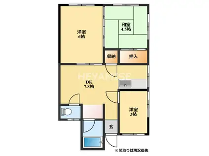 ロイヤルハウスたらみ(3DK/2階)の間取り写真