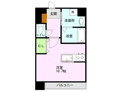 L.Aマンション原水(ワンルーム/7階)の間取り写真