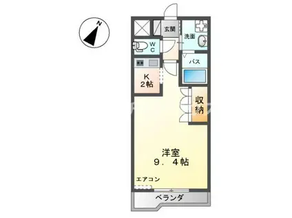 ベル・グラース(1K/2階)の間取り写真