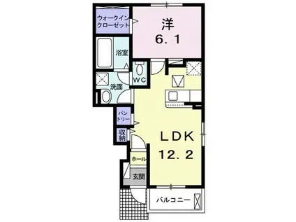 ラ・フォンテC(1LDK/1階)の間取り写真