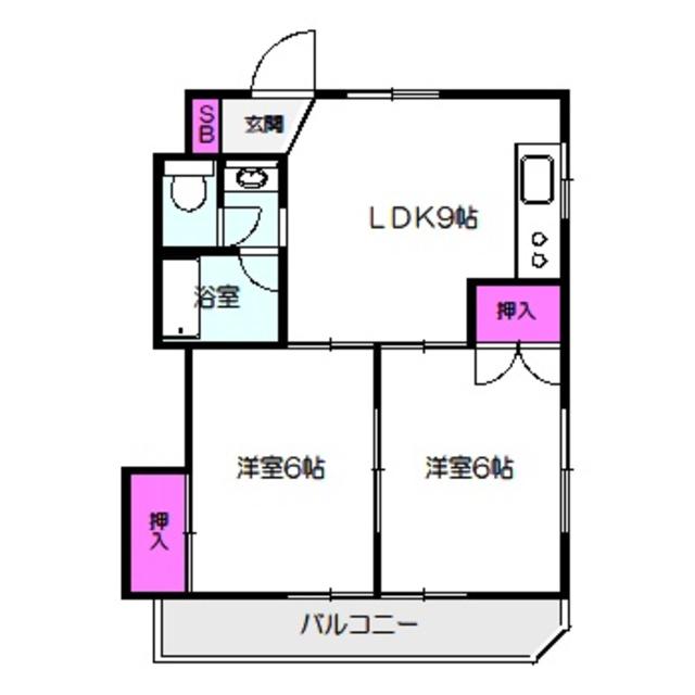 東洋プラザしろきた(2LDK/2階)の間取り写真