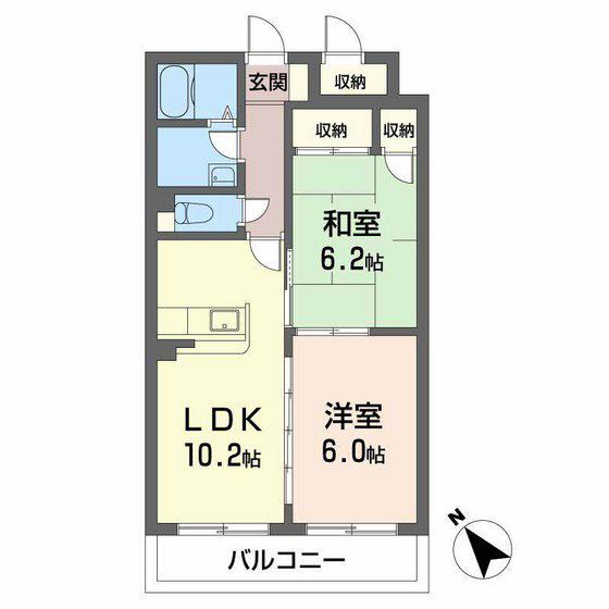 ヴィゲール庚午(2LDK/3階)の間取り写真