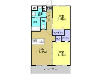 Y&Mアミティエ(2LDK/2階)の間取り写真