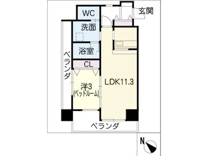 アルファパル伝馬(1LDK/9階)の間取り写真