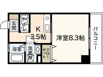 NS白島ビル(1K/6階)の間取り写真