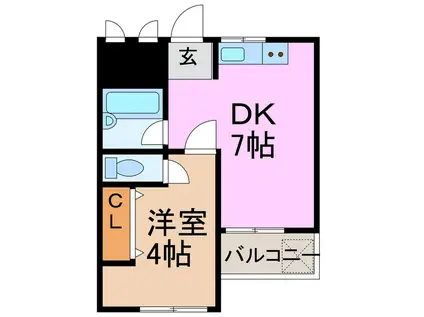 日の出マンション(1DK/1階)の間取り写真
