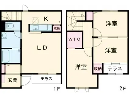 樵風館 D棟(3LDK/1階)の間取り写真