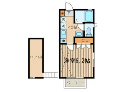 パルクメゾン(1K/2階)の間取り写真