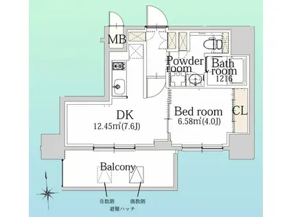 エスライズ難波III(1DK/10階)の間取り写真