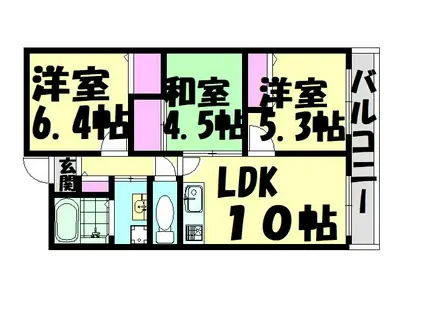 クリーンハイツ・助松(3LDK/2階)の間取り写真
