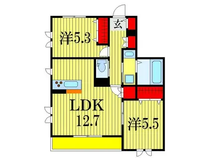 PATIOSA(2LDK/1階)の間取り写真