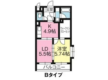 エリタージュ(1LDK/2階)の間取り写真