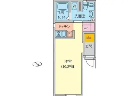 ルーナクレシェンテ早稲田(1K/1階)の間取り写真