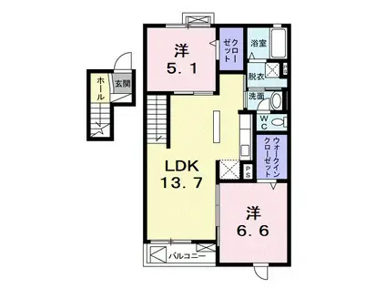パストラール ベルダ(2LDK/4階)の間取り写真