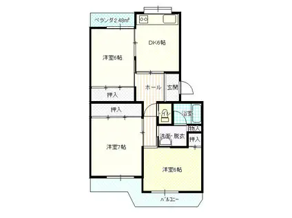レジデンスしらい(3DK/2階)の間取り写真