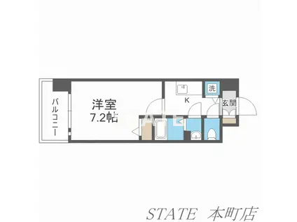 エスリード大阪城PREMIER(1K/7階)の間取り写真