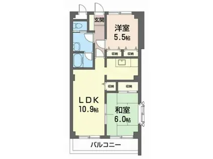 ソレアード(2LDK/1階)の間取り写真