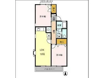 セジュール・モローA・B(2LDK/1階)の間取り写真