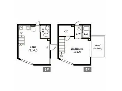SOU YOTSUYA FUNAMACHI(1LDK/3階)の間取り写真