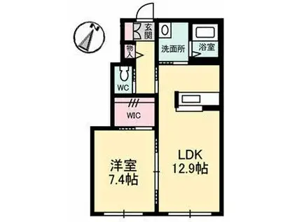 コーポカノン A(1LDK/1階)の間取り写真