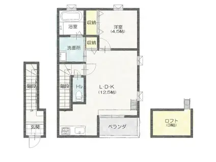 SPLASH MOUNTAIN(1LDK/2階)の間取り写真