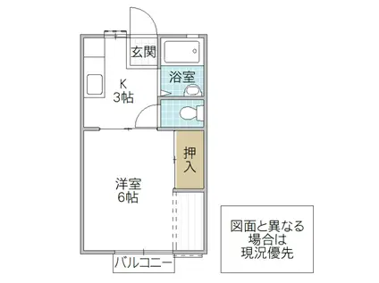 見上げる空とケセラセラ(1K/2階)の間取り写真