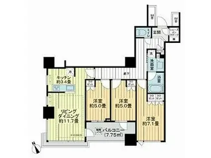 ザ・スカイクルーズタワー(3LDK/9階)の間取り写真