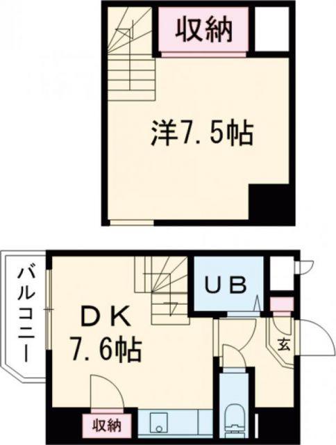 ジュメル大分(1DK/2階)の間取り写真