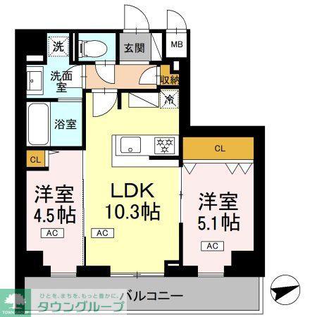 ロイジェント南池袋(2LDK/5階)の間取り写真