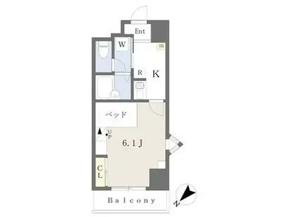 FLAT郡山(1K/9階)の間取り写真