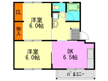 白旗台団地(2DK/1階)の間取り写真
