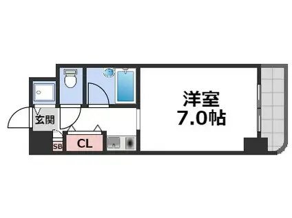 片町コート(1K/9階)の間取り写真