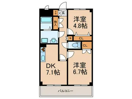 リュミエール摩耶(2DK/2階)の間取り写真