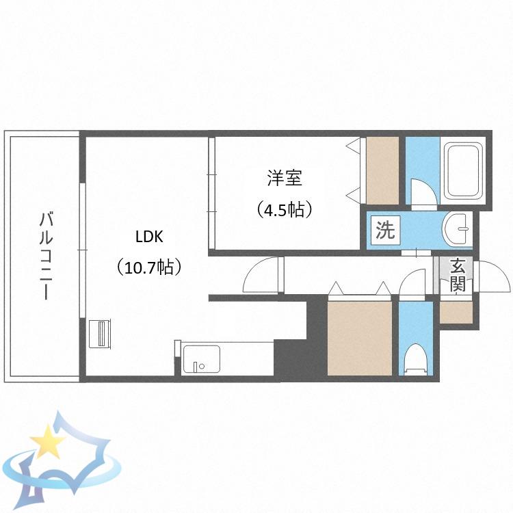 JP NOIE 円山表参道(1LDK/9階)の間取り写真