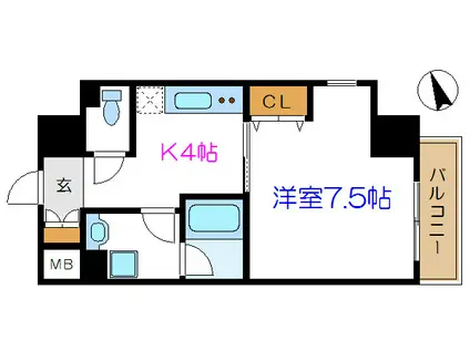 リベール入谷(1K/5階)の間取り写真