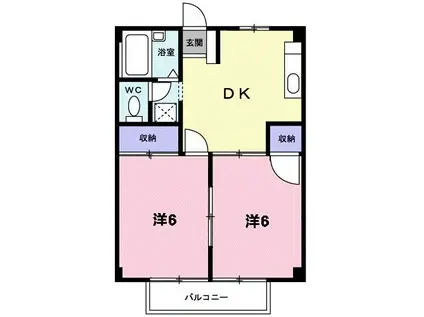シティハイツグリーンA棟(2DK/2階)の間取り写真