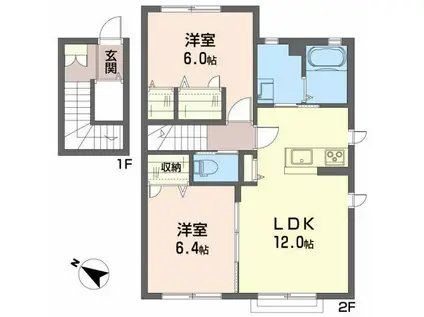 シャーメゾン ラポール(2LDK/2階)の間取り写真