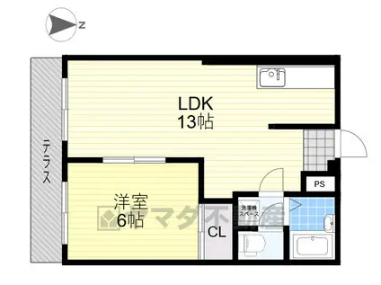 エルディムKー1(1LDK/1階)の間取り写真
