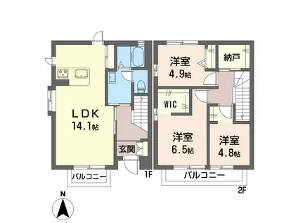 メゾン花畠(3LDK/1階)の間取り写真