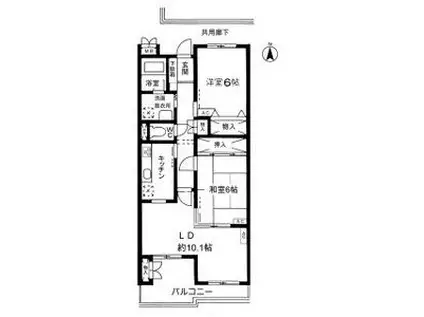 クリア砧公園(2LDK/4階)の間取り写真