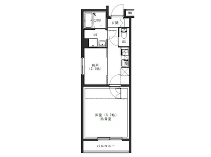 ラシクラス横浜天王町(1SK/3階)の間取り写真